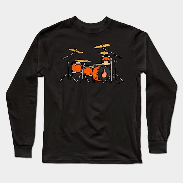 Pixel Orange 1-Up Drums Long Sleeve T-Shirt by gkillerb